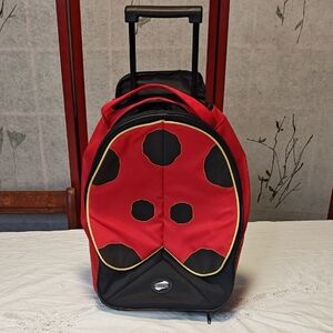 American Tourister Red and Black Kids Rolling Backpack